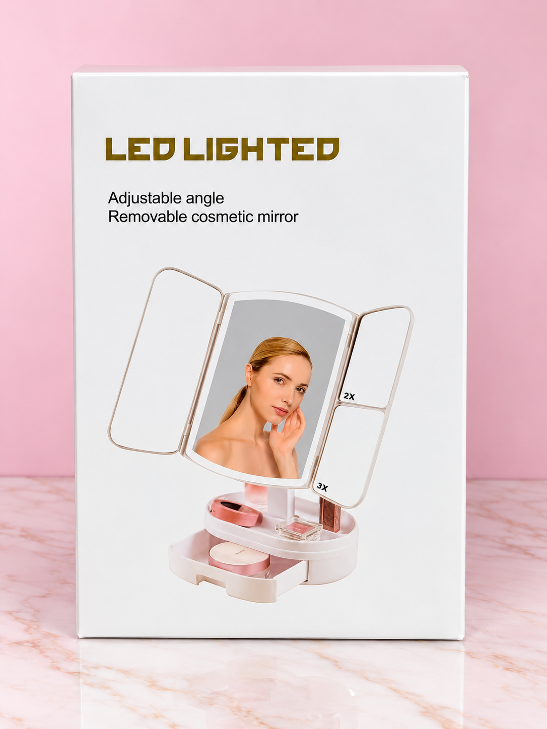 Espejo Plegable con TEXTURA + organizador REF OH-26-267
