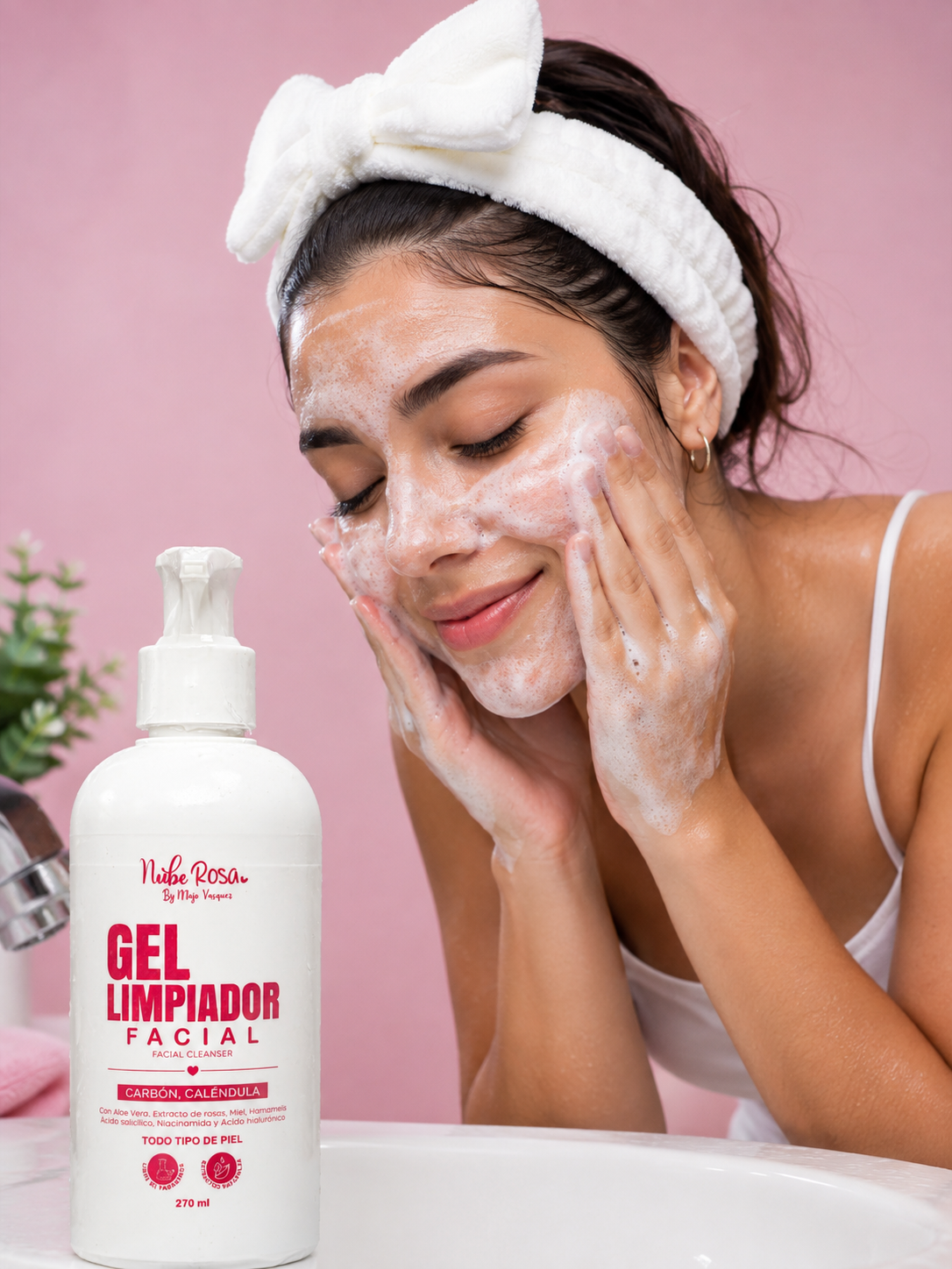 Gel Limpiador Facial Carbón y Caléndula Nube Rosa