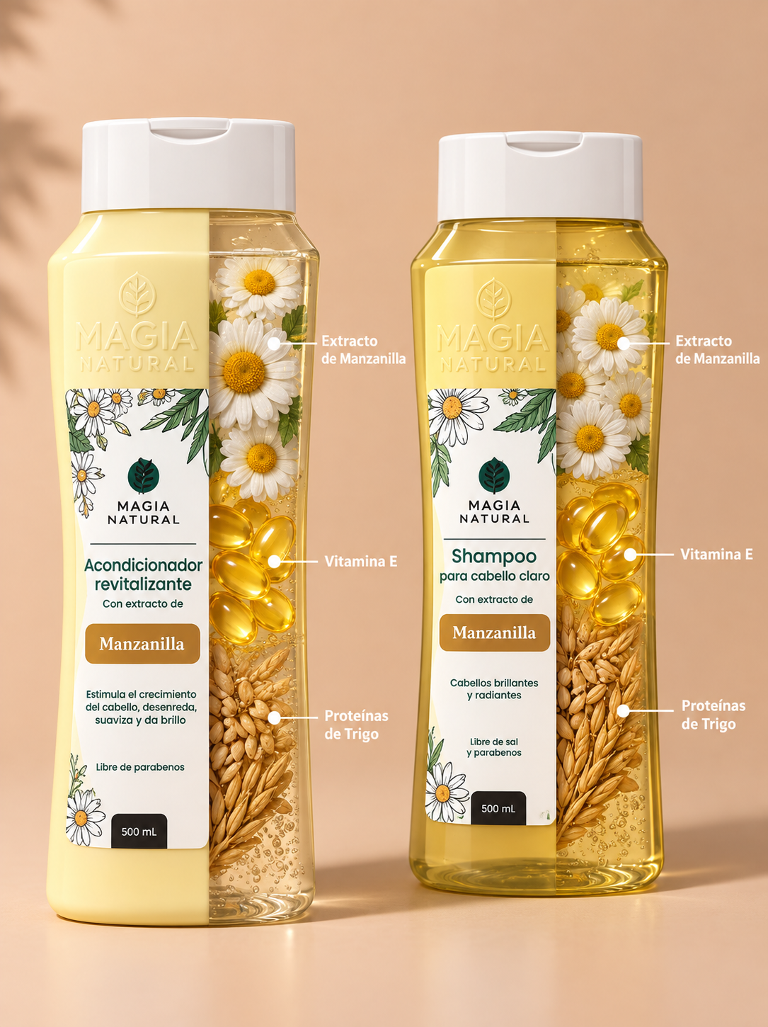 Kit Iluminador y Aclarante Shampoo Manzanilla + Acondicionador Manzanilla Magia Natural