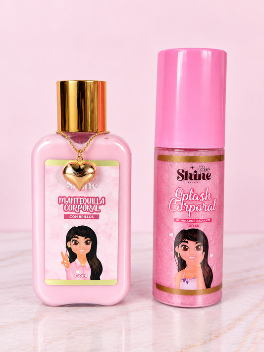 Kit amor y amistad ROSADO Splash + Mantequilla + Cadena Glow Shine By Yaja