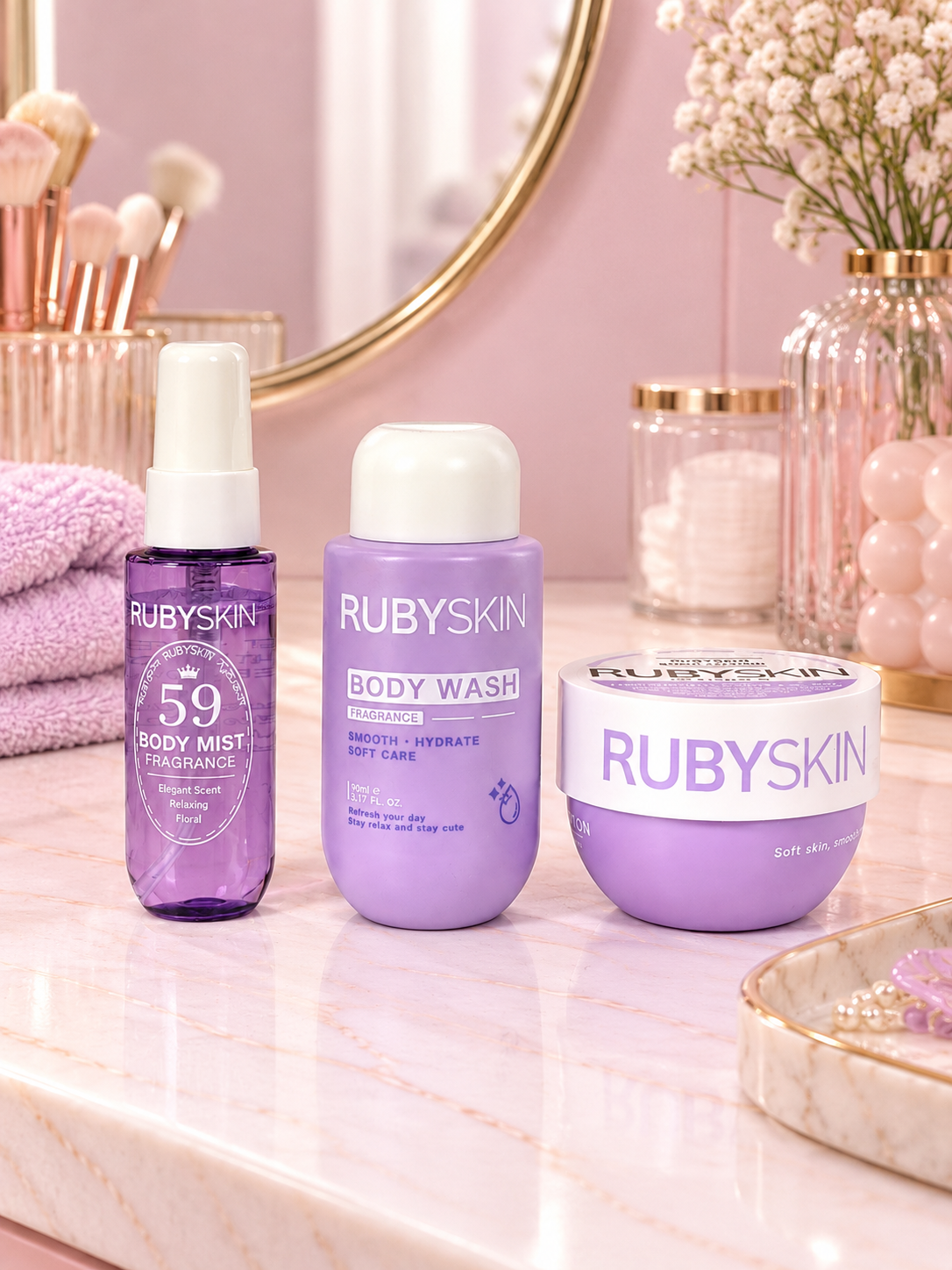 Kit de Cuidado Corporal Viajero MORADO REF OH-26-002 Rubyskin