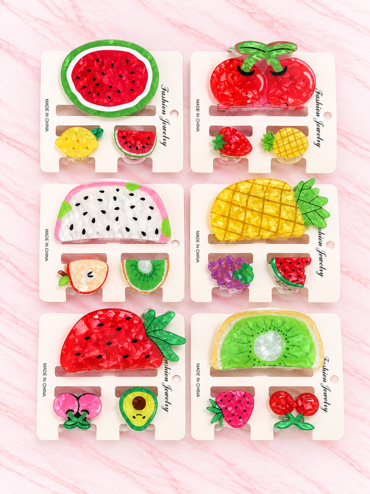 Trio de Pinzas GRANDES de Frutas (1 grande + 2 pequeñas) x SEIS REF OH-26-151
