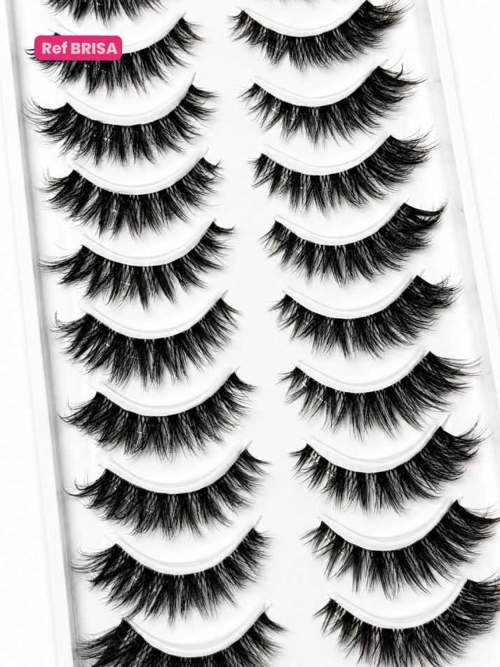Pestañas Foxy Wispy con banda Transparente Ref BRISA X 10 Bryka