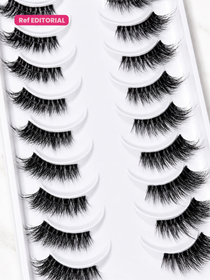 Pestañas Half Lashes con banda Transparente Ref EDITORIAL X 10 Bryka