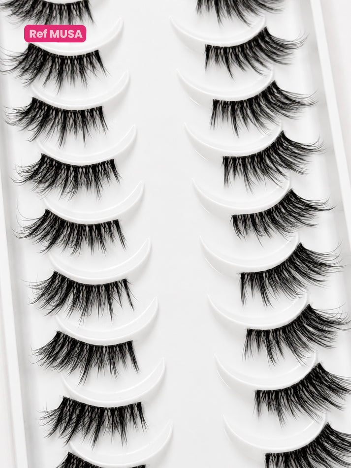 Pestañas Half Lashes con banda Transparente Ref MUSA X 10 Bryka