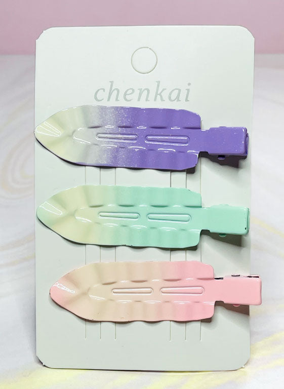 Trio de pinzas para el cabello color pastel