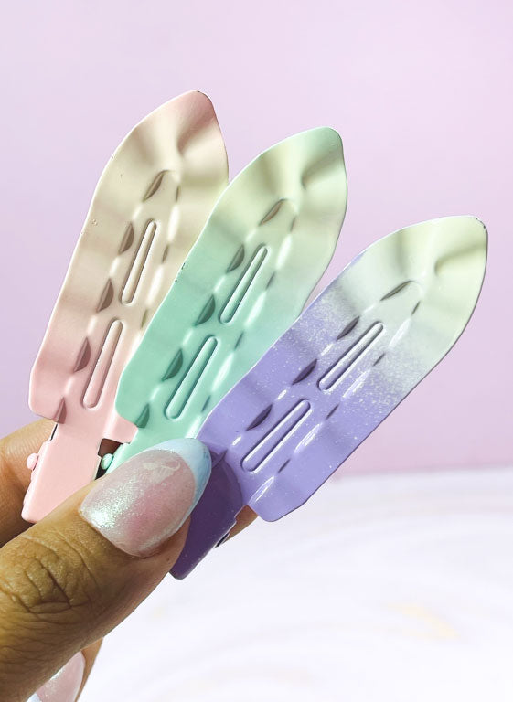 Trio de pinzas para el cabello color pastel