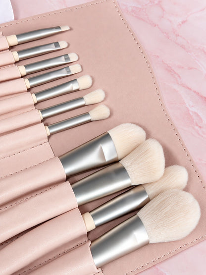 Estuche x 11 Brochas Rosadas + Cosmetiquera REF OH-26-096(P8-24-01)