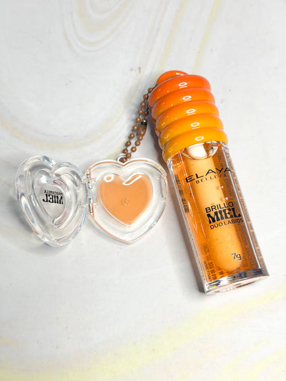 Brillo miel Dúo + mascarilla de Labios Elaya