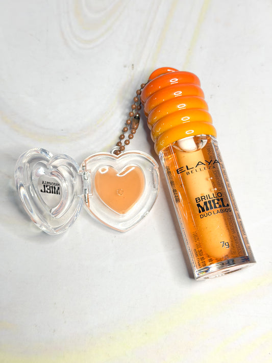 Brillo miel Dúo + mascarilla de Labios Elaya
