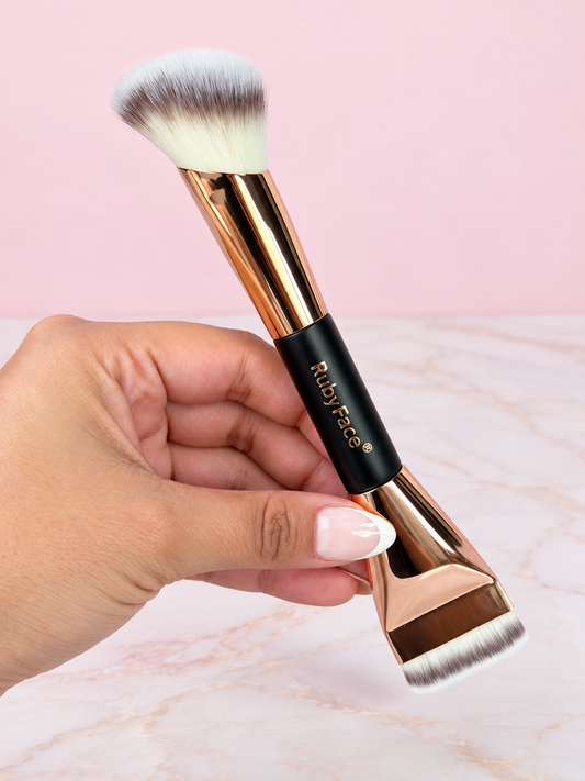 Brocha Doble de Base y Productos en Crema Dorada REF OH-26-042 Ruby Face