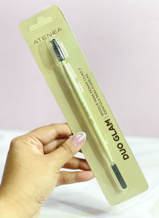 Brocha Duo Glam spoolie para peinar cejas/espátula DB09 Atenea