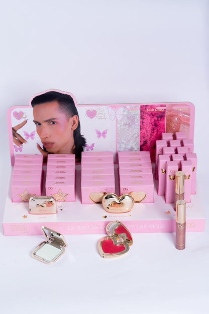 DISPLAY Rubor, Iluminador y Brillo de Labios (12 de cada uno + probador) Yess Queen X OG