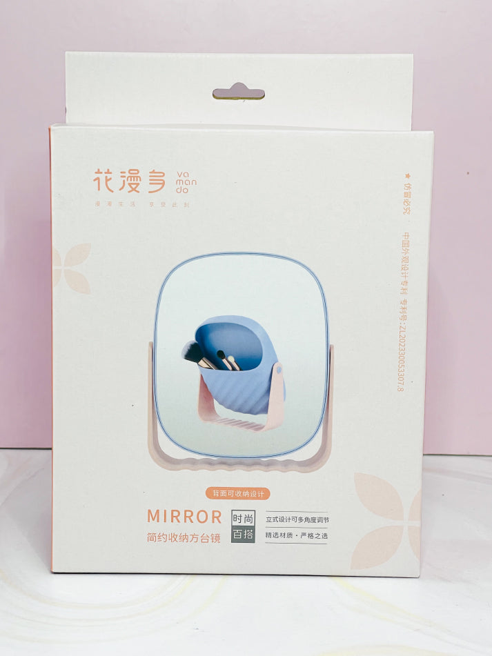 Espejo de mesa con soporte y porta brochas Ref V2686