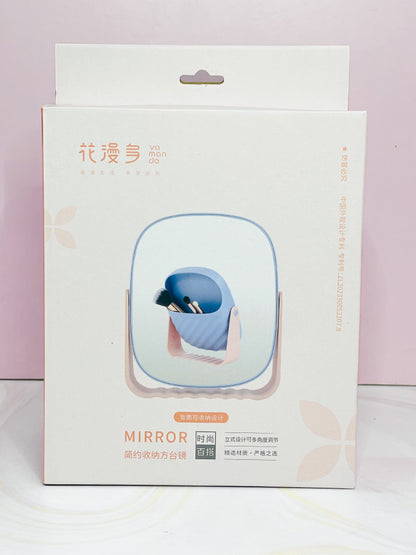 Espejo de mesa con soporte y porta brochas Ref V2686