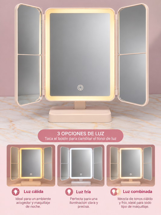 Espejo de Tocador Plegable LISO con Luz Led REF OH-26-266