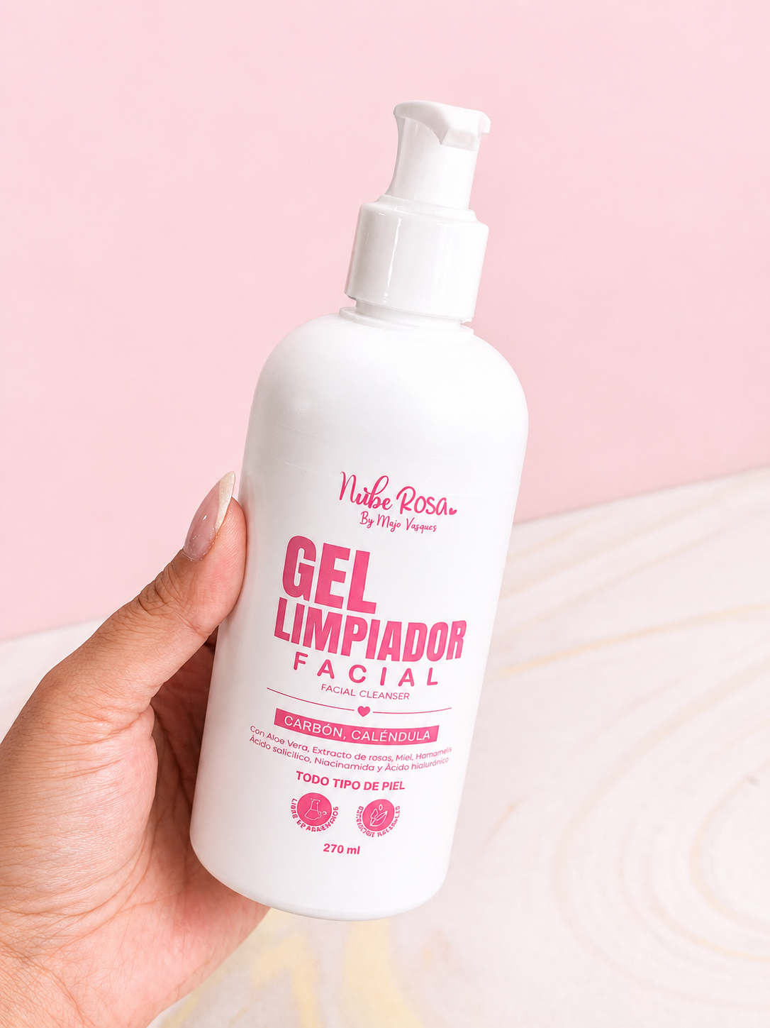 Gel Limpiador Facial Carbón y Caléndula Nube Rosa