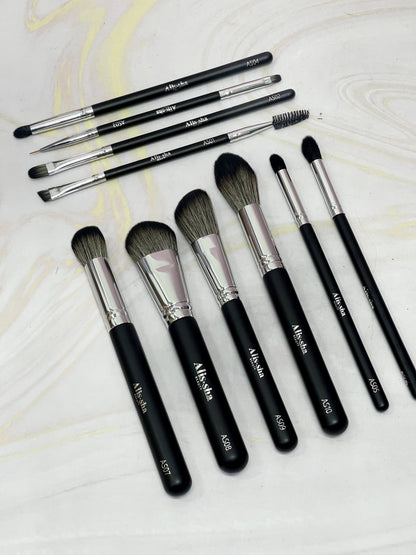 Kit de brochas profesionales negras x10 Alissha