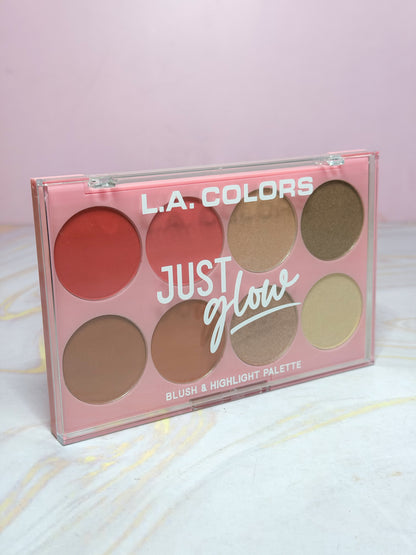 Paleta de rubores e iluminadores x8 Just Glow LA Colors