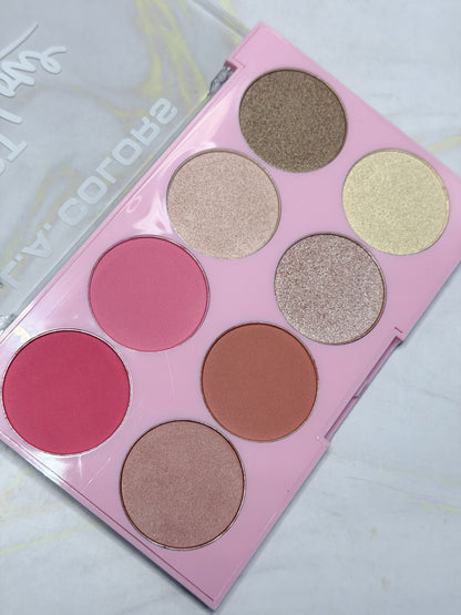 Paleta de rubores e iluminadores x8 Just Glow LA Colors