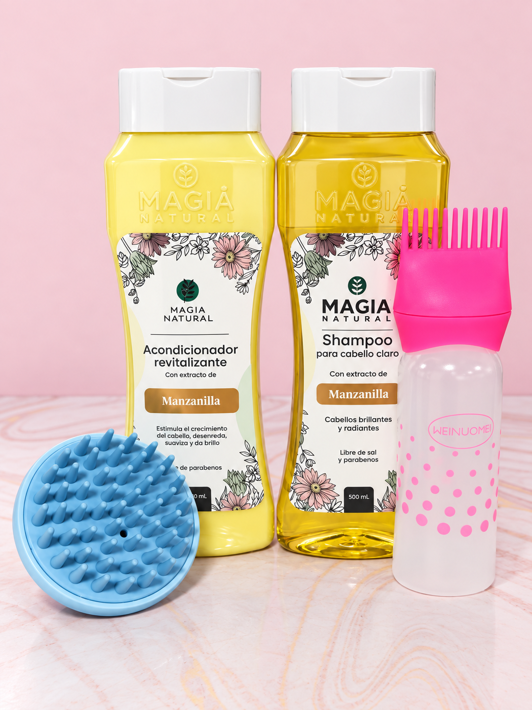 Kit Iluminador y Aclarante Shampoo Manzanilla + Acondicionador Manzanilla Magia Natural