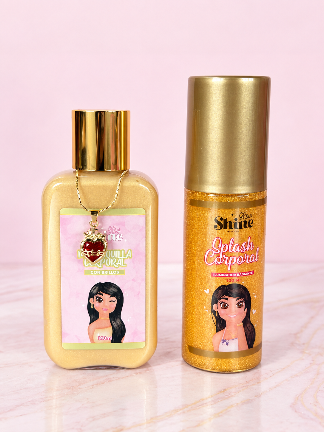 Kit amor y amistad DORADO Splash + Mantequilla + Cadena Glow Shine By Yaja