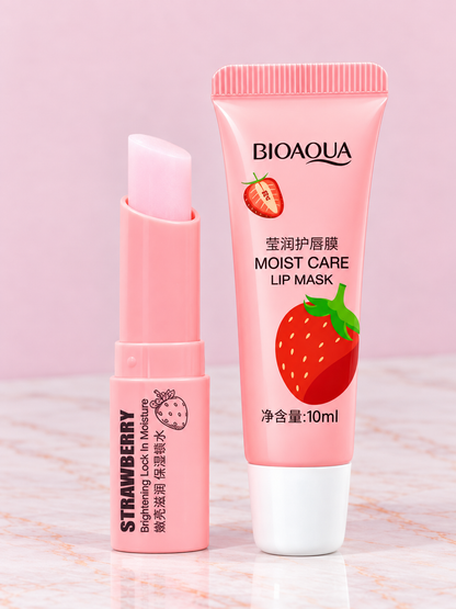 Kit de Labios Lip Mask + Hidratante de FRESA Bioaqua