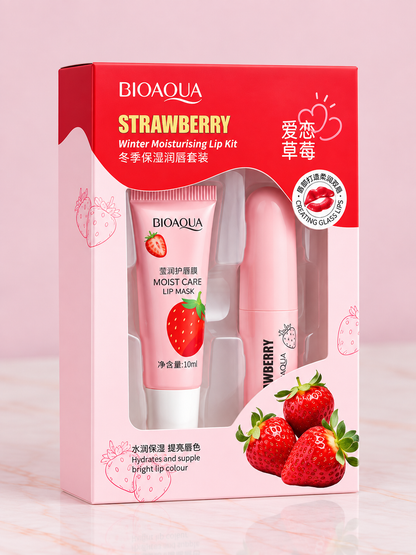 Kit de Labios Lip Mask + Hidratante de FRESA Bioaqua