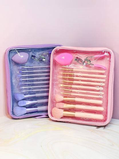 Kit de brochas, encrespador y esponja Ruby Face