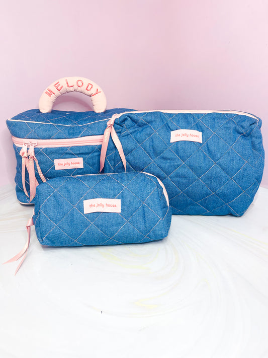 Kit de cosmetiqueras azules x3 The Jolly House