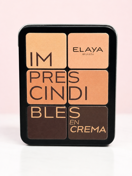Paleta Imprescindibles en crema (rubor, corrector, iluminador, contorno) Elaya