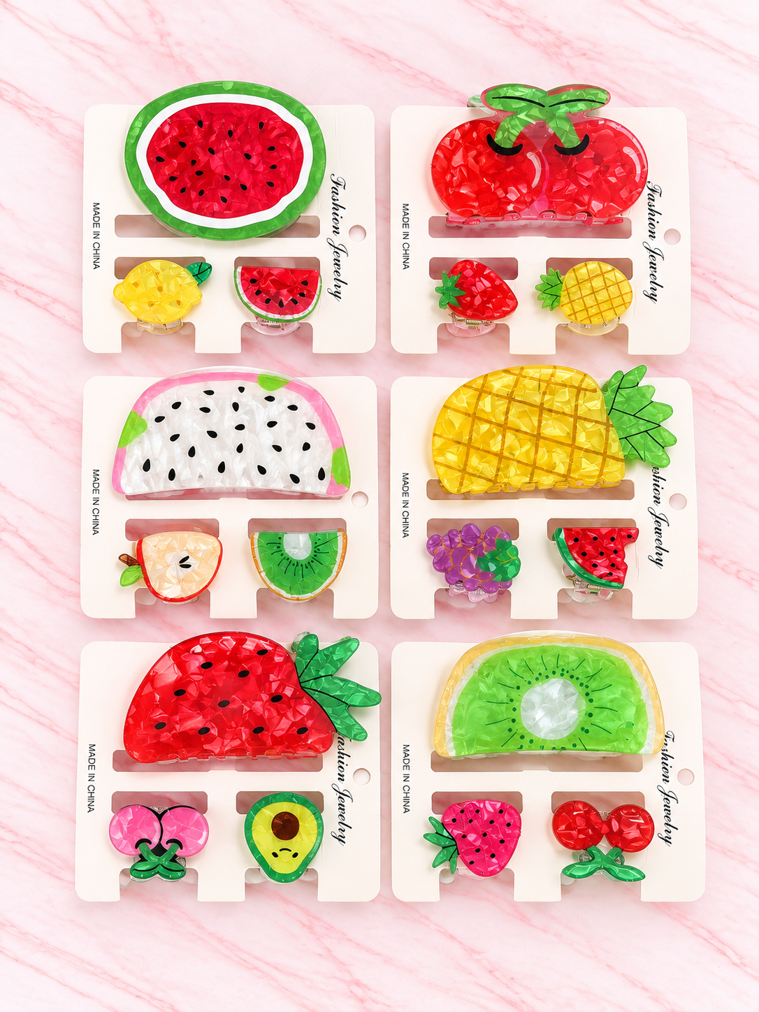 Trio de Pinzas GRANDES de Frutas (1 grande + 2 pequeñas) x SEIS REF OH-26-151