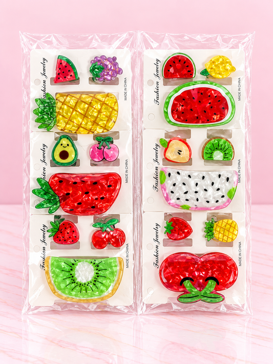 Trio de Pinzas GRANDES de Frutas (1 grande + 2 pequeñas) x SEIS REF OH-26-151