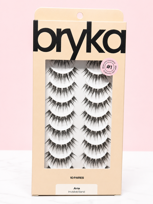Pestañas Efecto Tailandés con banda Transparente Ref ARIA X 10 Bryka