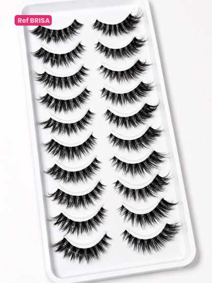 Pestañas Foxy Wispy con banda Transparente Ref BRISA X 10 Bryka