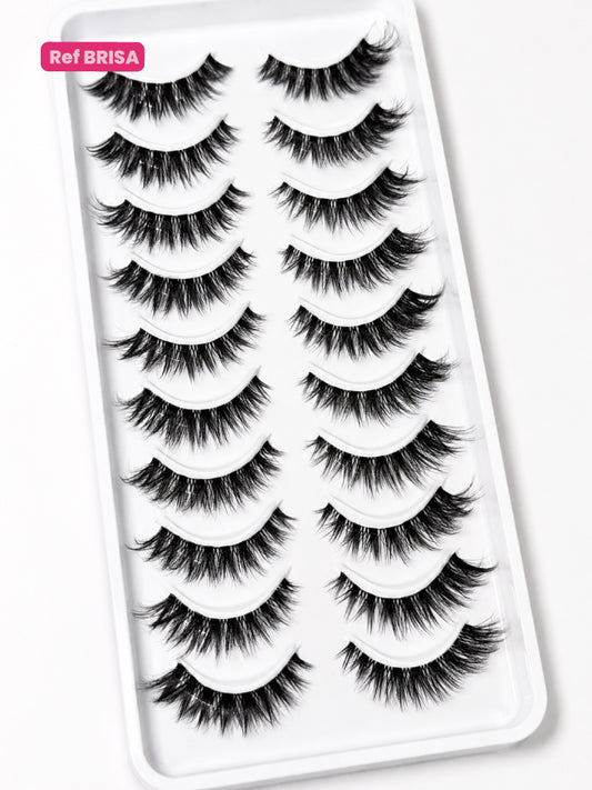 Pestañas Foxy Wispy con banda Transparente Ref BRISA X 10 Bryka