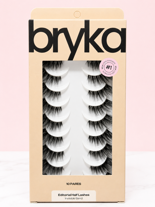 Pestañas Half Lashes con banda Transparente Ref EDITORIAL X 10 Bryka