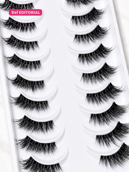 Pestañas Half Lashes con banda Transparente Ref EDITORIAL X 10 Bryka