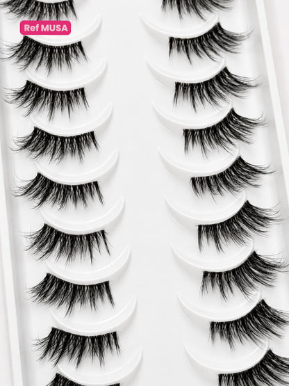 Pestañas Half Lashes con banda Transparente Ref MUSA X 10 Bryka