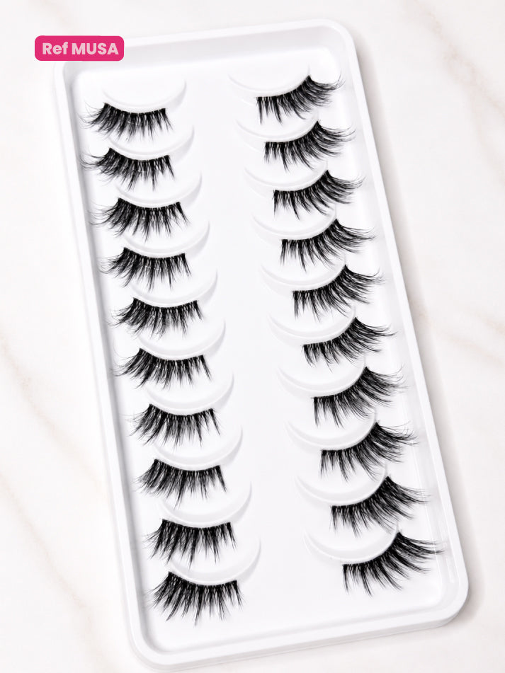 Pestañas Half Lashes con banda Transparente Ref MUSA X 10 Bryka