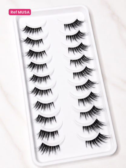 Pestañas Half Lashes con banda Transparente Ref MUSA X 10 Bryka
