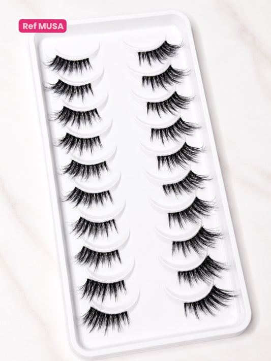 Pestañas Half Lashes con banda Transparente Ref MUSA X 10 Bryka
