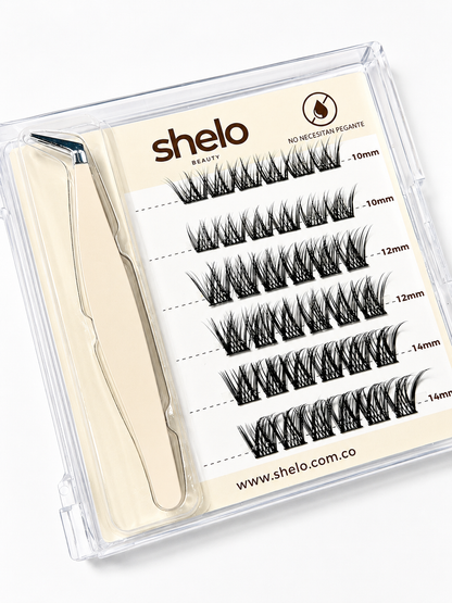 Pestañas TW721 con Pinza x 6 lineas 10-14 mm SHELO