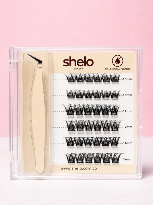 Pestañas TW721 con Pinza x 6 lineas 10-14 mm SHELO