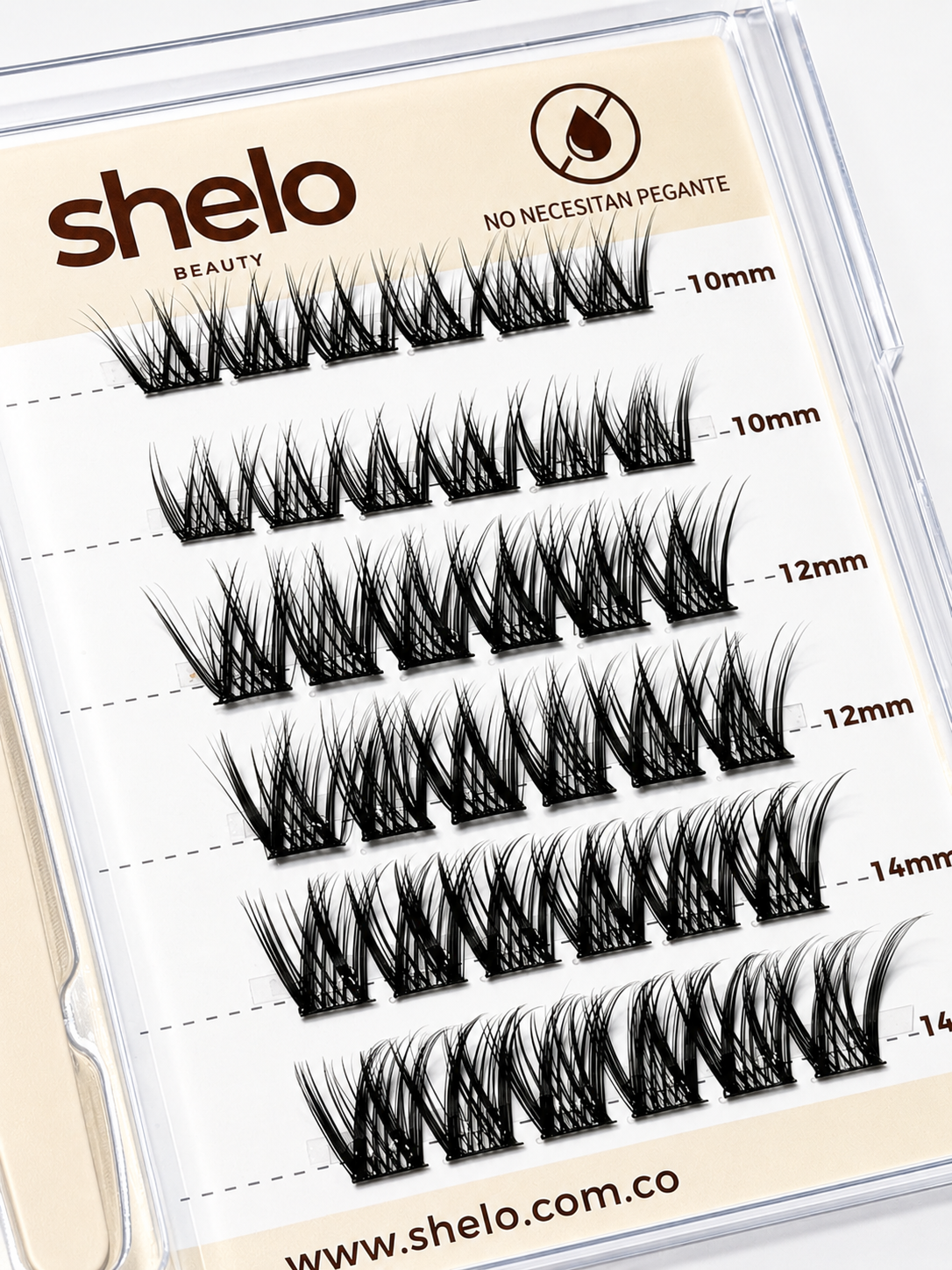 Pestañas TW721 con Pinza x 6 lineas 10-14 mm SHELO
