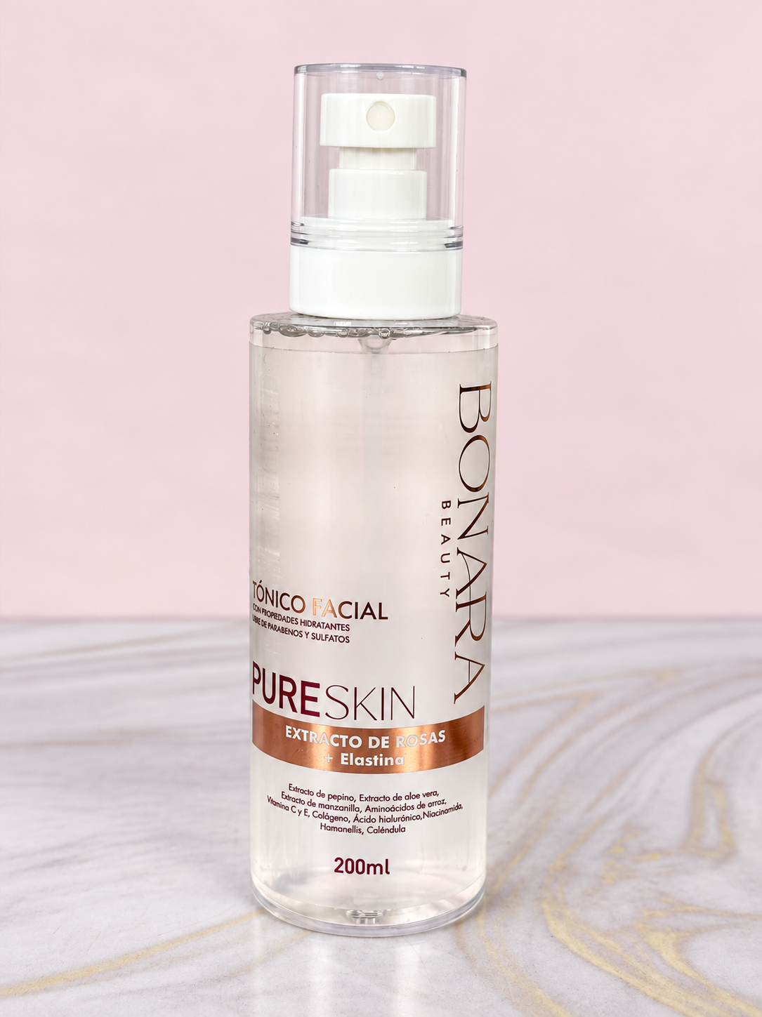 Tónico Facial De Extracto de Rosas + Elastina Bonara Beauty
