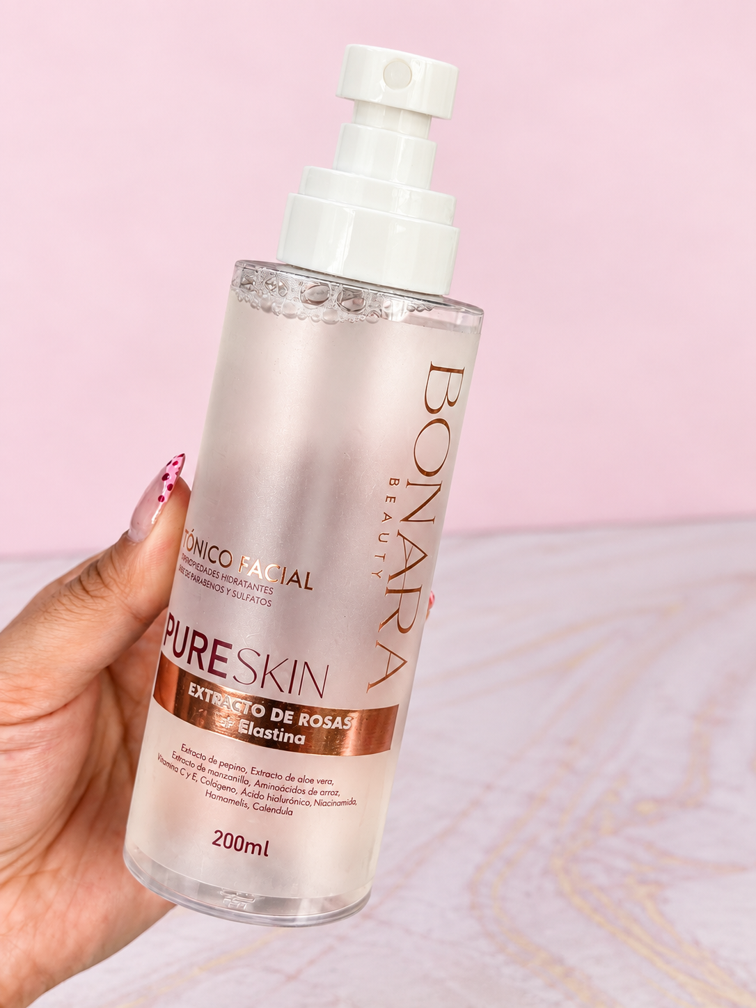 Tónico Facial De Extracto de Rosas + Elastina Bonara Beauty