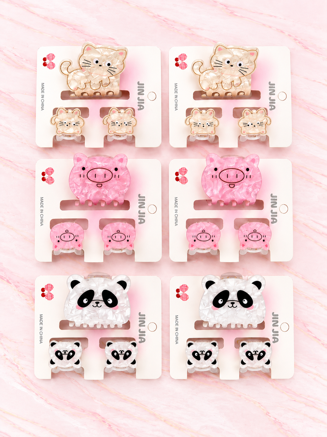 Trio de Pinzas MEDIANAS Animales Mamiferos (1 grande + 2 pequeñas) x DOCENA REF OH-26-156 Jin Jia
