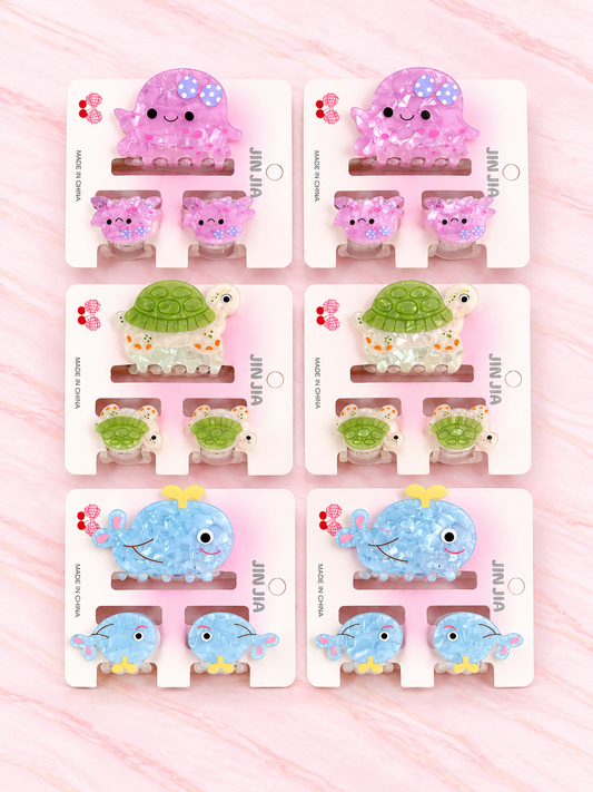Trio de Pinzas MEDIANAS Animales de Mar (1 grande + 2 pequeñas) x DOCENA REF OH-26-157 Jin Jia