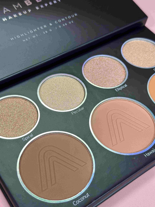 Paleta de iluminadores y contornos Glam Black Atenea